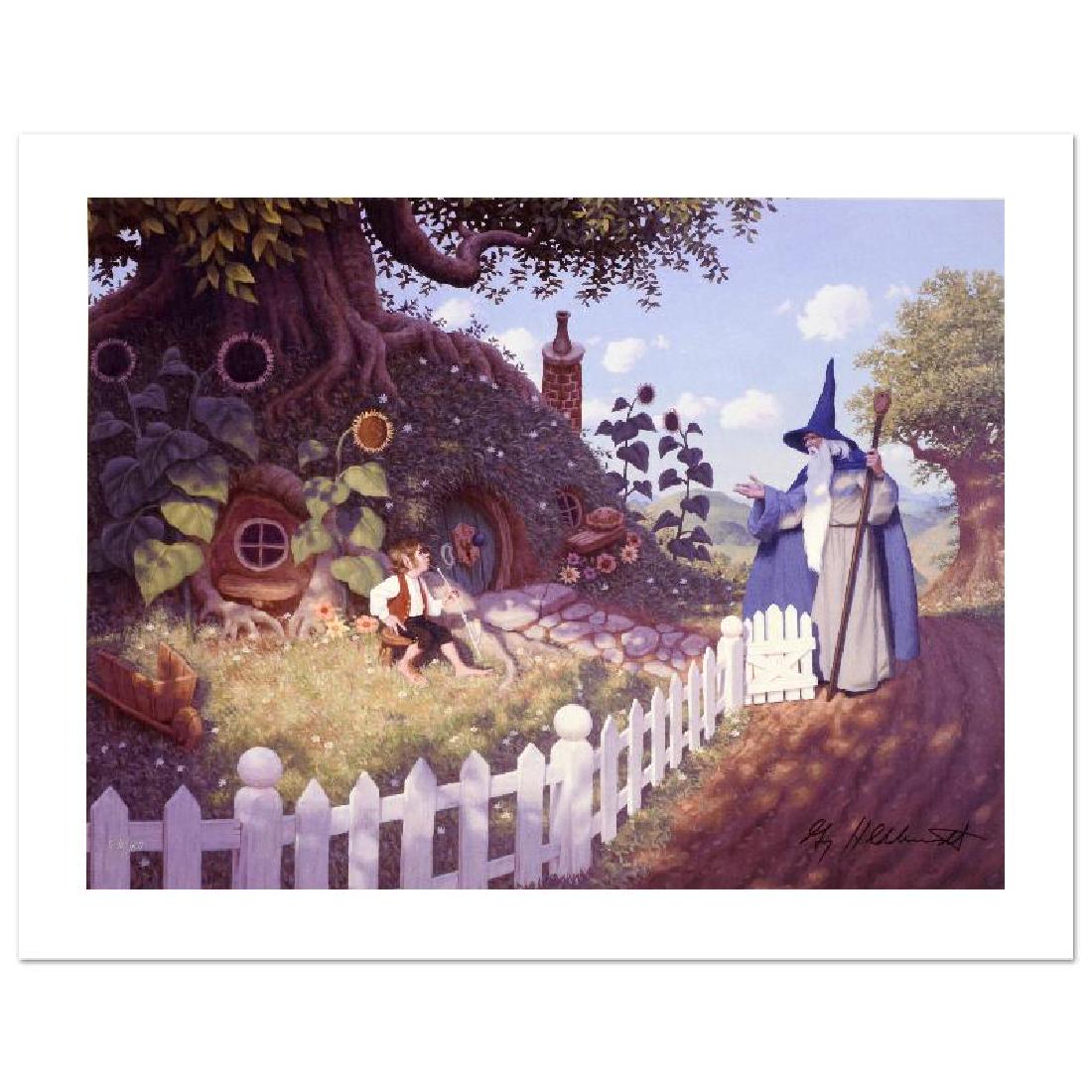 Gandalf Visits Bilbo by The Brothers Hildebrandt: Known world wide for their fantasy and science fiction illustrations, identical twin brothers Greg and Tim Hildebrandt created an abundance of fascinating artwork, most notably their illustration work