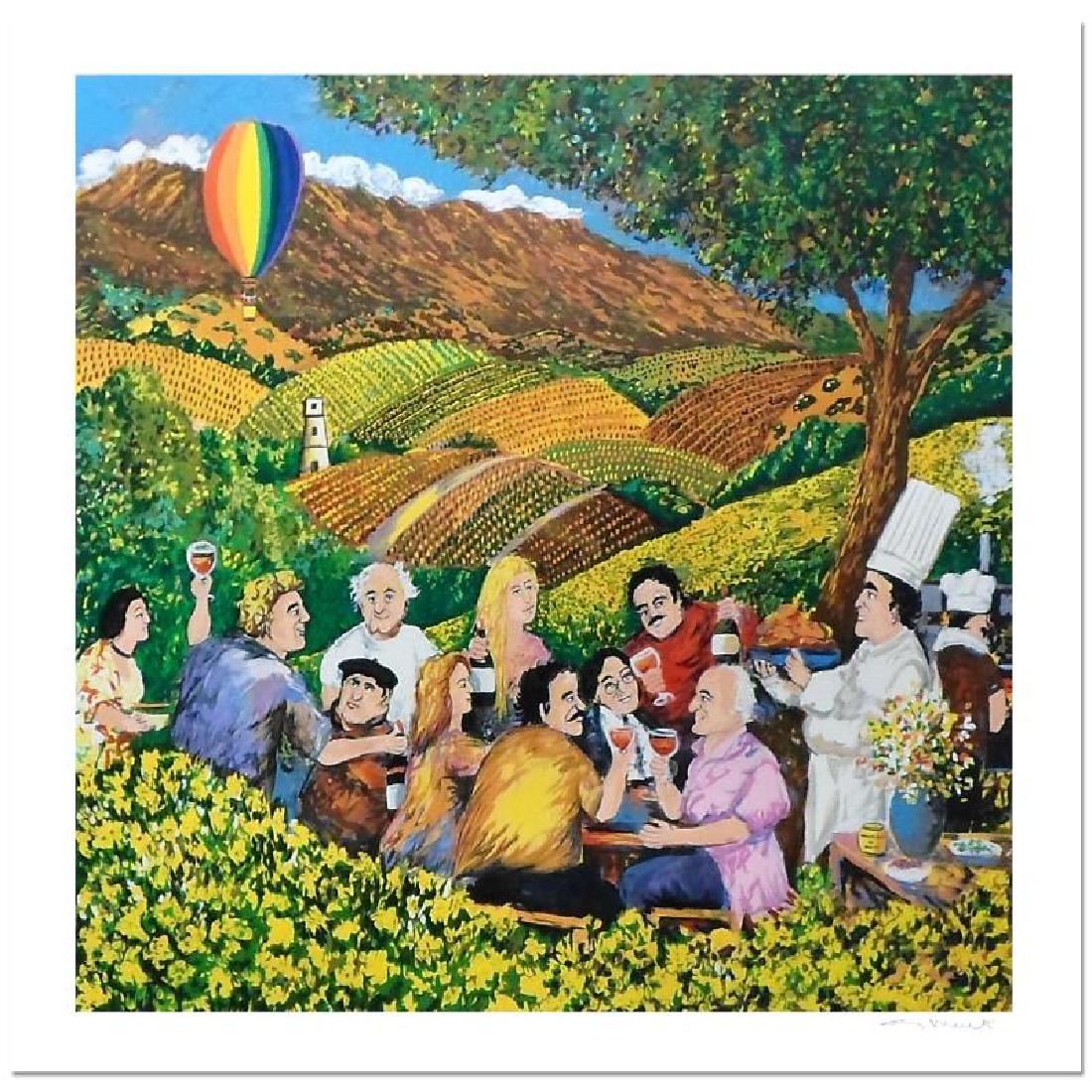 Napa Valley Mustard Festival by Buffet, Guy: "Napa Valley Mustard Festival" is a limited edition serigraph on paper by Guy Buffet. It is numbered, hand-signed by the artist, and comes with a Certificate of Authenticity. Measures approx. 30" x 30