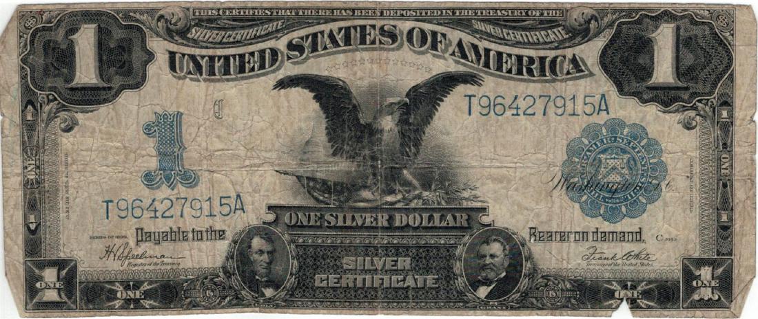 1899 $1 Black Eagle Silver Certificate Bill: One 1899 $1 Black Eagle Silver Certificate Bill.