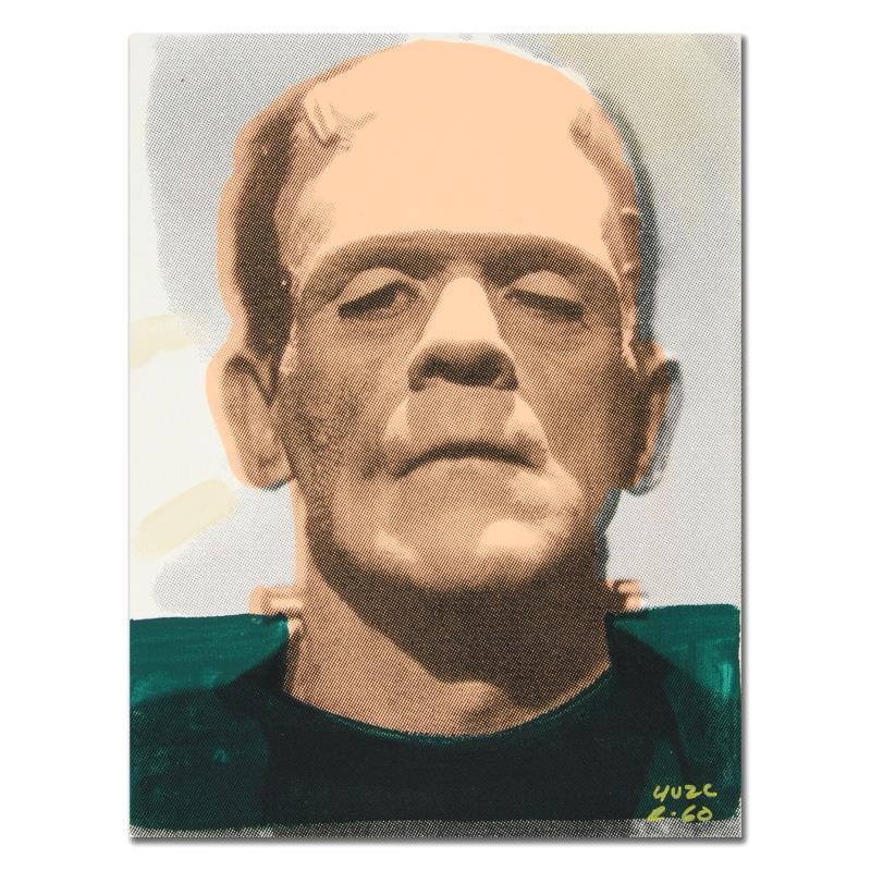 Frankenstein by "Ringo" Daniel Funes: "Frankenstein" is a one-of-a-kind hand-pulled silkscreen and mixed media painting on canvas by Ringo. This piece is hand signed by the artist and comes from the Andy Warhol Legacy Series. Includes Cer