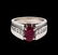 1.39 ctw Ruby and Diamond Ring - 14KT White Gold - 2