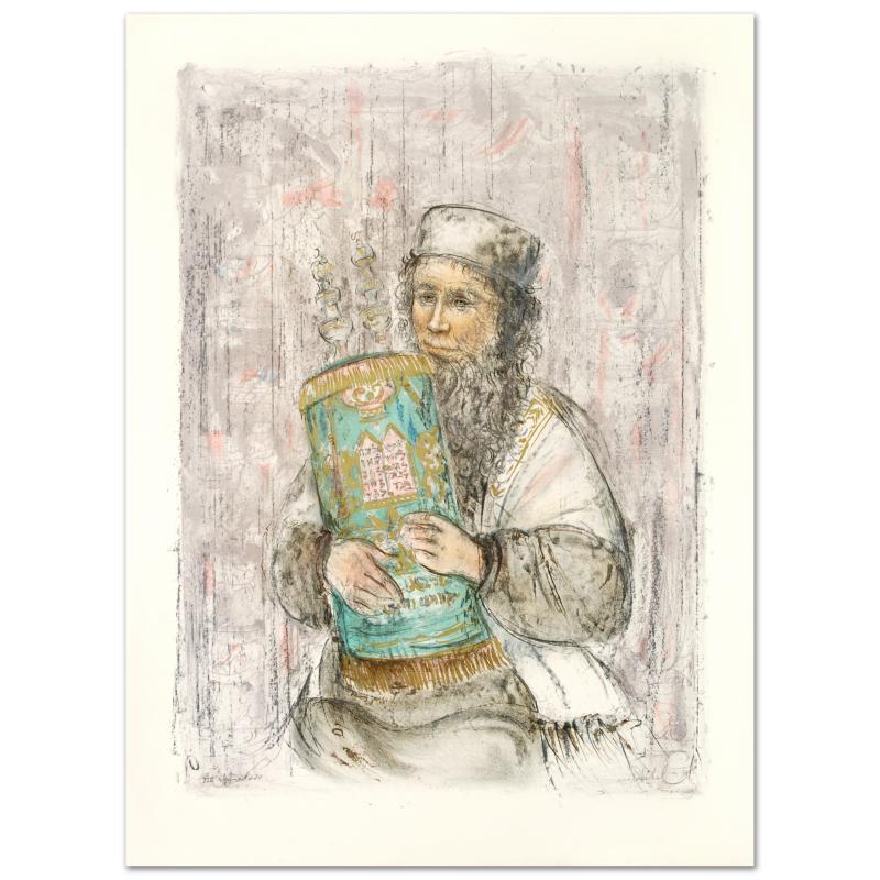 Israeli Rabbi by Hibel (1917-2014): "Israeli Rabbi" is a limited edition lithograph on paper, numbered and hand signed by Edna Hibel. Includes Certificate of Authenticity! Measures approx. 22" x 30" (with border), 18.5" x 26" (image).