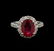 3.45 ctw Ruby and Diamond Ring - 14KT White Gold - 2