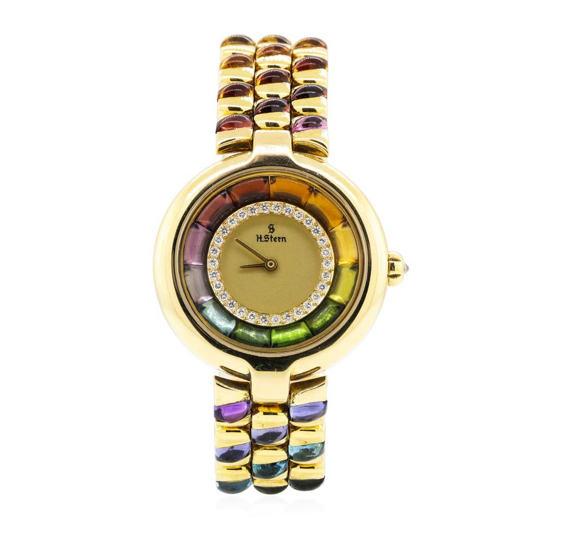 H. Stern 18KT Yellow Gold Lady's Custom Rainbow: One lady's, hand crafted and machine milled H. Stern round case wrist watch electronically tested 18KT yellow gold, Serial#: 0008, Crown: diamond set, pull out, Bezel: smooth, polished, Crystal: synth