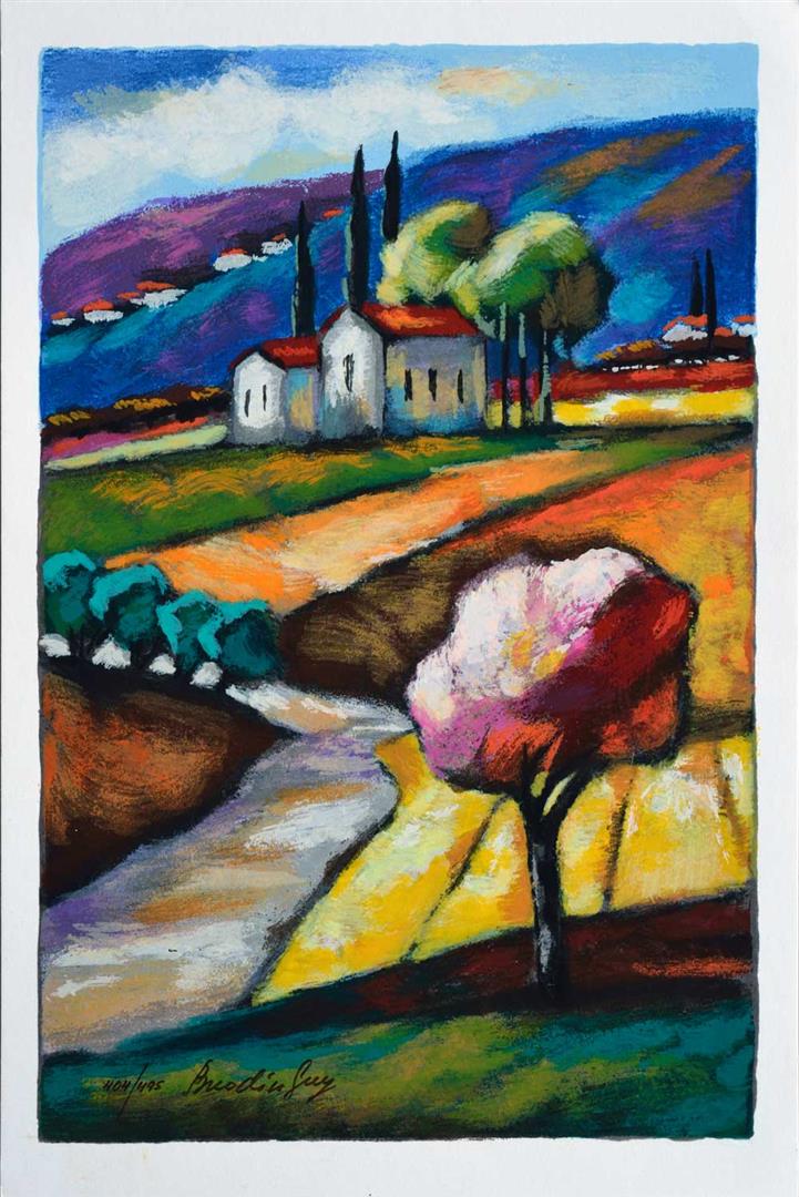 Slava Brodinsky Homestead Charm: Artist: Slava Brodinsky - Title: Homestead Charm - Medium: Serigraph on Fine Art Paper - Signature: Hand-signed by the Artist - Limited Edition: 495 - Image Size: Approximately 12.5 inches x 9 inches
