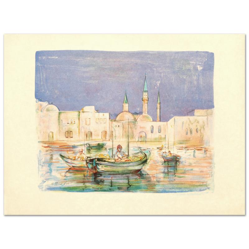 Akko by Hibel (1917-2014): "Akko" is a limited edition lithograph on rice paper, numbered and hand signed by Edna Hibel (1917-2014). Includes Certificate of Authenticity! Measures approx. 26.5" x 20" (with border), 19.5" x 15.5