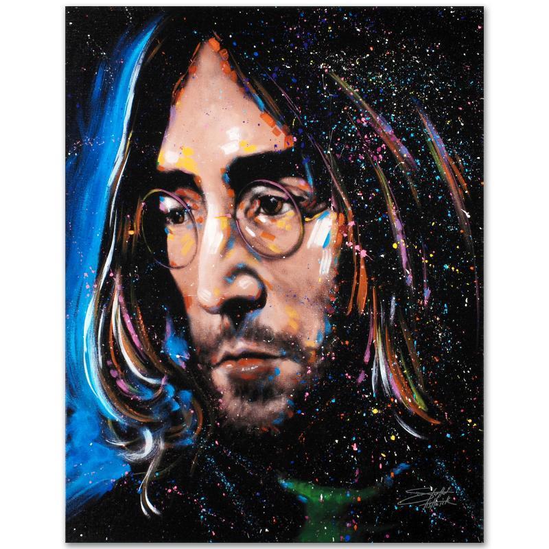 Imagine by Fishwick, Stephen: With bright colors and expressive lines, Stephen Fishwick puts a unique spin on pop culture portraits. "Imagine" is a limited edition giclee on stretched canvas, numbered with authorized signature. Th