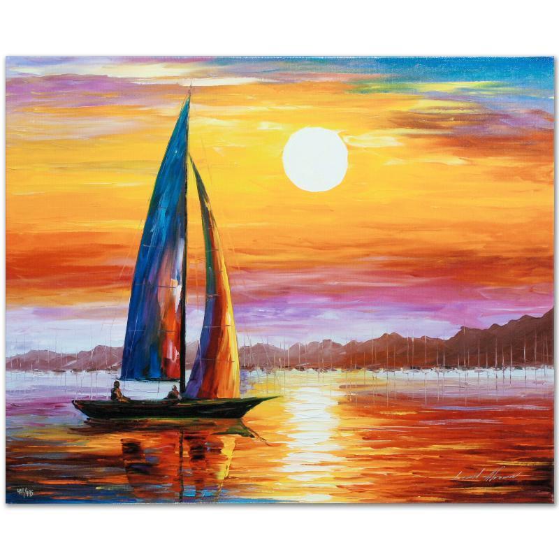 Lovely Solitude by Afremov, Leonid: Leonid Afremov's masterful use of color and texture make his paintings unique collectibles that are sure to brighten any wall. "Lovely Solitude" is a limited edition giclee on canvas. The piece is num