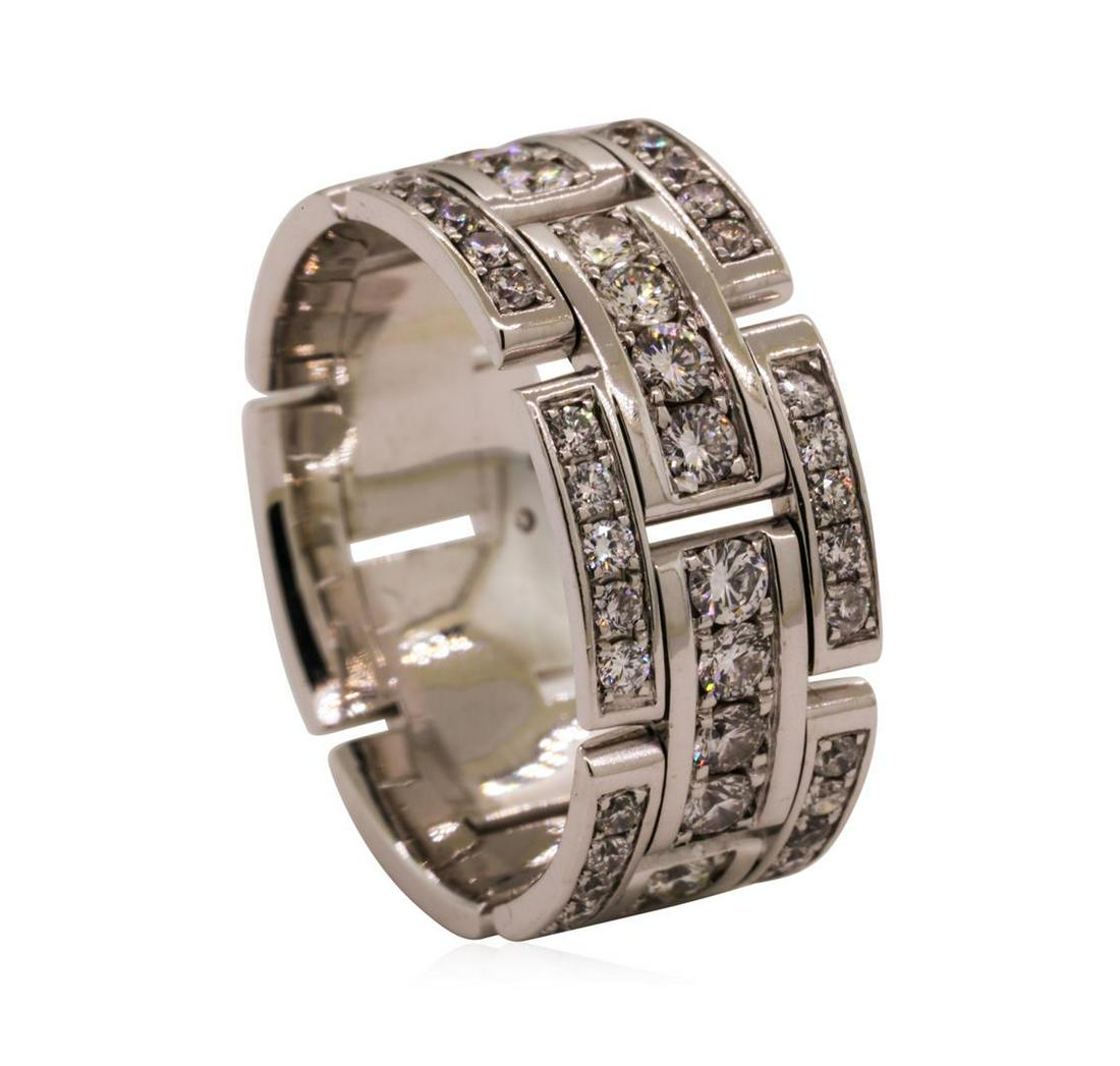2.30 ctw Diamond Ring - 14KT White Gold: One electronically tested 14KT white gold man's cast eternity wedding band with a bright polish finish. The featured man's ring has a six section bar link motif and a shank measuring 9.55 millimeters 