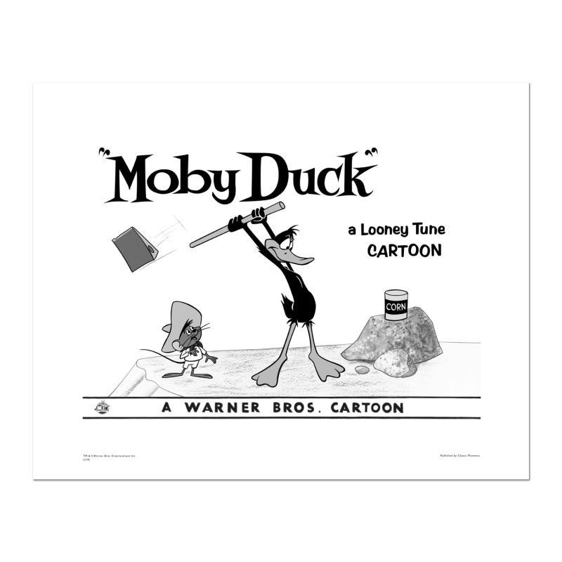 Moby Duck - Axe by Looney Tunes: "Moby Duck - Axe" is a limited edition giclee on paper from Warner Bros. featuring iconic Looney Tunes characters. The art was taken from an original Lobby Card used to promote "Moby Duck" released in