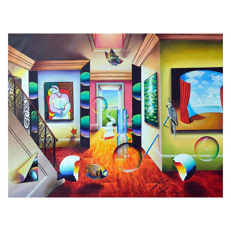 Birds Eye View Of Beauty by Ferjo Original: "Birds Eye View Of Beauty" is an original acrylic painting on canvas by Ferjo, hand signed by the artist. Includes Certificate of Authenticity. Measures approx. 40" x 30" (image).
