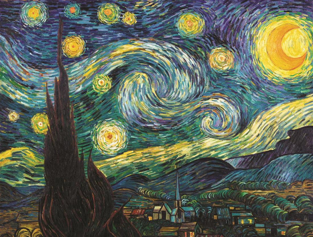 Vincent Van Gogh Starry Night: Artist: Vincent Van Gogh - Title: Starry Night - Medium: Fine Art Giclee on Canvas - Image Size: Approximately 30.25 inches x 40 inches - Framed: Unframed on Unstretched Canvas - Vincent Van Gogh (bor