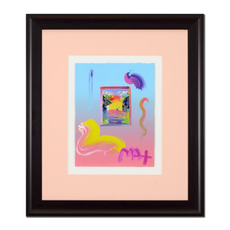 Better World by Peter Max: "Better World" is a one-of-a-kind acrylic mixed media on paper, hand signed by Peter Max. This piece comes custom framed. Includes Certificate of Authenticity from Peter Max Studios. Measures approx.