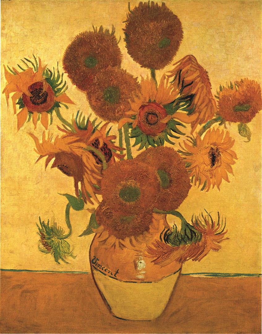 Vincent Van Gogh Vase With Sunflowers: Artist: Vincent Van Gogh - Title: Vase With Sunflowers - Medium: Fine Art Giclee on Canvas - Image Size: Approximately 32 inches x 25 inches - Framed: Unframed on Unstretched Canvas - Vincent Van Gogh