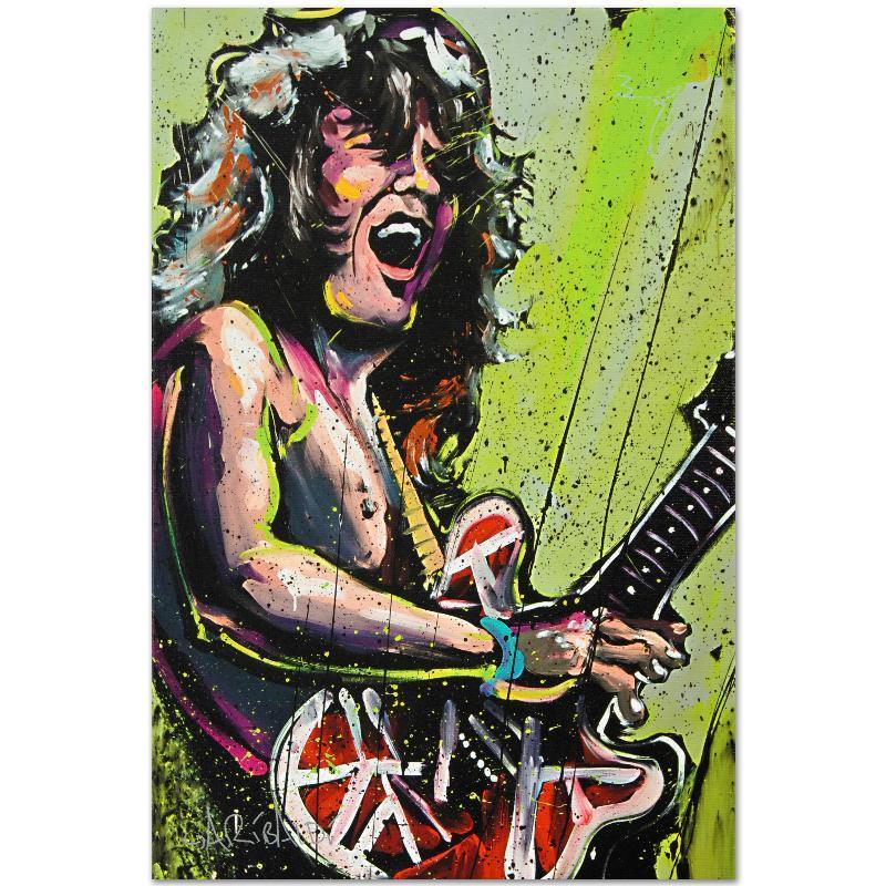 Eddie Van Halen (Eddie) by Garibaldi, David: Combining his passions for music and art, David Garibaldi creates stunning visual poetry. "Eddie Van Halen (Eddie)" is a limited edition giclee on stretched canvas, numbered from the miniature series