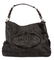 Prada Dark Gray Denim Canvas Embroidered Shoulder Bag