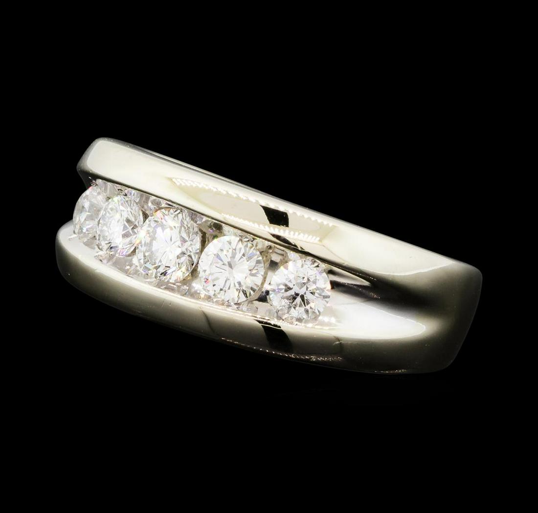 1.06 ctw Diamond Ring - 14KT White Gold: One electronically tested 14KT white gold lady's cast 5-stone wedding ring with a tapered shank with a bright polish finish. The featured lady's ring has a shank measuring 4.00 millimeters wide. Ident