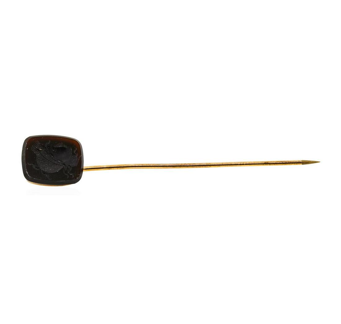 Carnelian Cameo Stick Pin - 10KT Yellow Gold: One stick pin featuring: 10KT yellow gold weighing 2.1 grams containing one carnelian cameo.