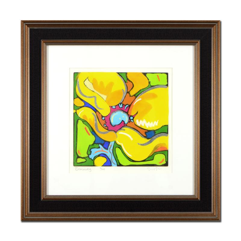 Serenity by Bull, Simon: "Serenity" is a hand colored limited edition etching on rag paper by Simon Bull, numbered and hand signed by the artist. Includes Letter of Authenticity. Measures approx. 24.5" x 24.5" (framed), 12" x