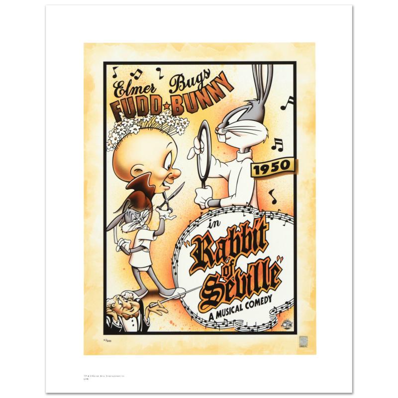 Rabbit of Seville by Looney Tunes: "Rabbit of Seville" is a limited edition giclee on paper from Warner Bros., numbered with hologram seal of Authenticity. Also, includes Certificate of Authenticity! Measures approx. 16" x 20" (with bo