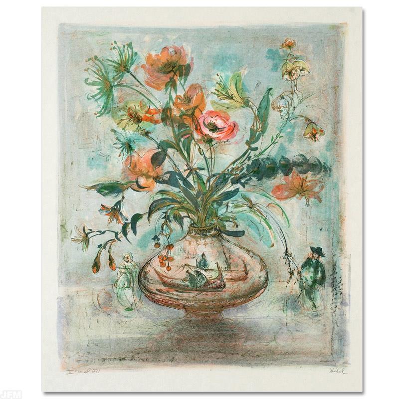 Venetian Still Life by Hibel (1917-2014): Wild lines and muted colors make Edna Hibel's art stand out in any room. "Venetian Still Life" is a limited edition lithograph on paper, numbered and hand signed by Hibel. Includes Certificate of Auth