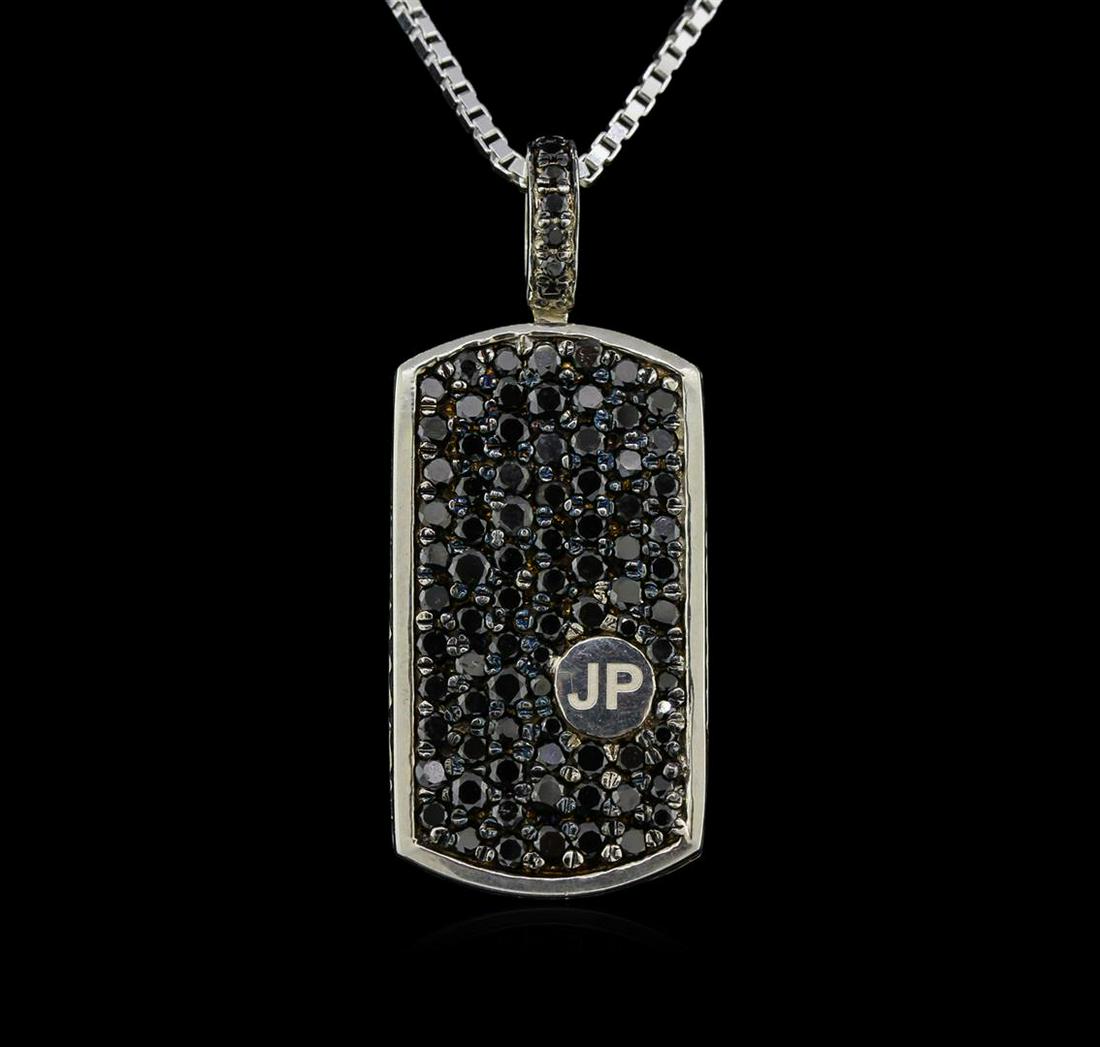 3.00 ctw Black Diamond Pendant With Chain - SILVER: One pendant with chain featuring: silver with a total weight of 21.20 grams containing black diamonds with a total weight of 3.00ct.