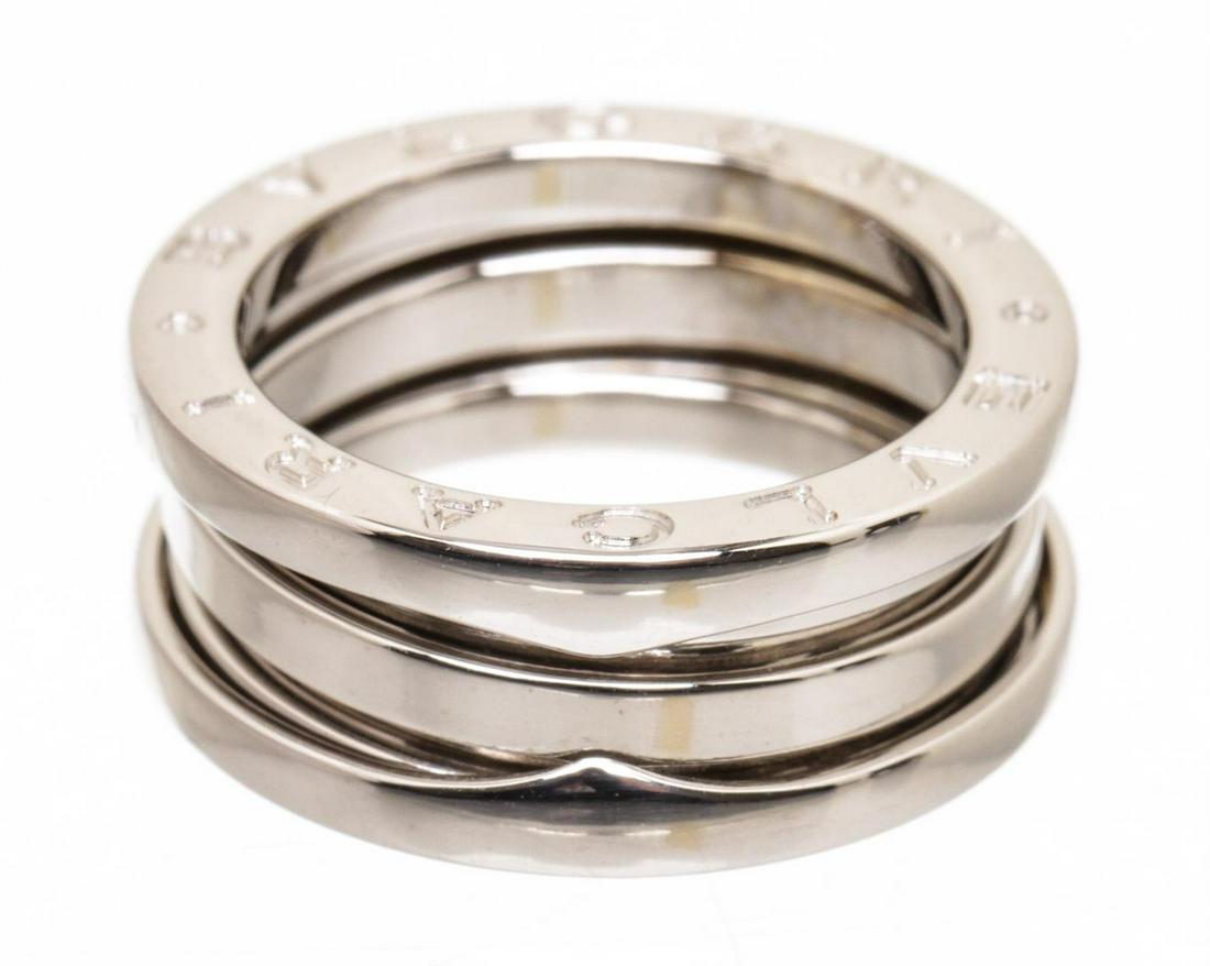 Bvlgari 18K White Gold B.zero1 Double Ring 49: One Bvlgari 18K White Gold B.zero1 Double Ring 49. Bvlgari K white gold B.zero ring double band in designer.