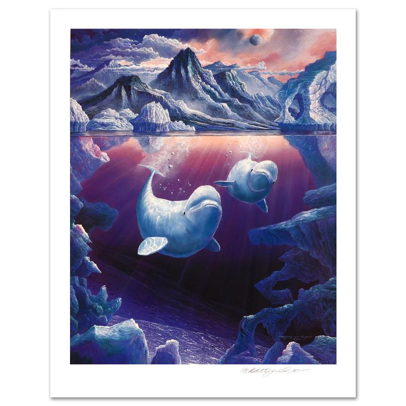 Beluga Brothers by Nelson, Robert Lyn: Captivating audiences worldwide, Nelson dazzles all with his incredible use of color and depth. "Beluga Brothers" is a limited edition mixed media on paper, numbered and hand signed by the artist! Inc
