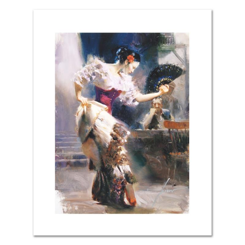 The Dancer by Pino (1939-2010): "The Dancer" is a limited edition giclee on canvas by Pino (1931-2010), numbered and hand signed by the artist. Includes Certificate of Authenticity. Measures approx. 12" x 16" (image).