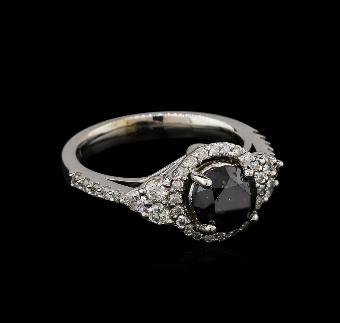 2.50 ctw Black Diamond Ring - 14KT White Gold: One ring featuring: 14KT white gold weighing 4.59 grams containing one black diamond with a total weight of 1.92ct and side diamonds with a total weight of 0.58ct.