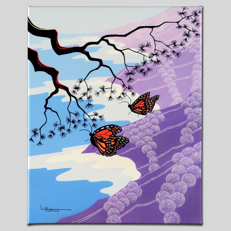 Monarchs by Holt, Larissa: Larissa Holt, a student of distinguished artist Eyvind Earle(1916-2000), uses bold colors and breathtaking scenery to create images of Nature in her own unique style. "Monarchs" is a limited edition g