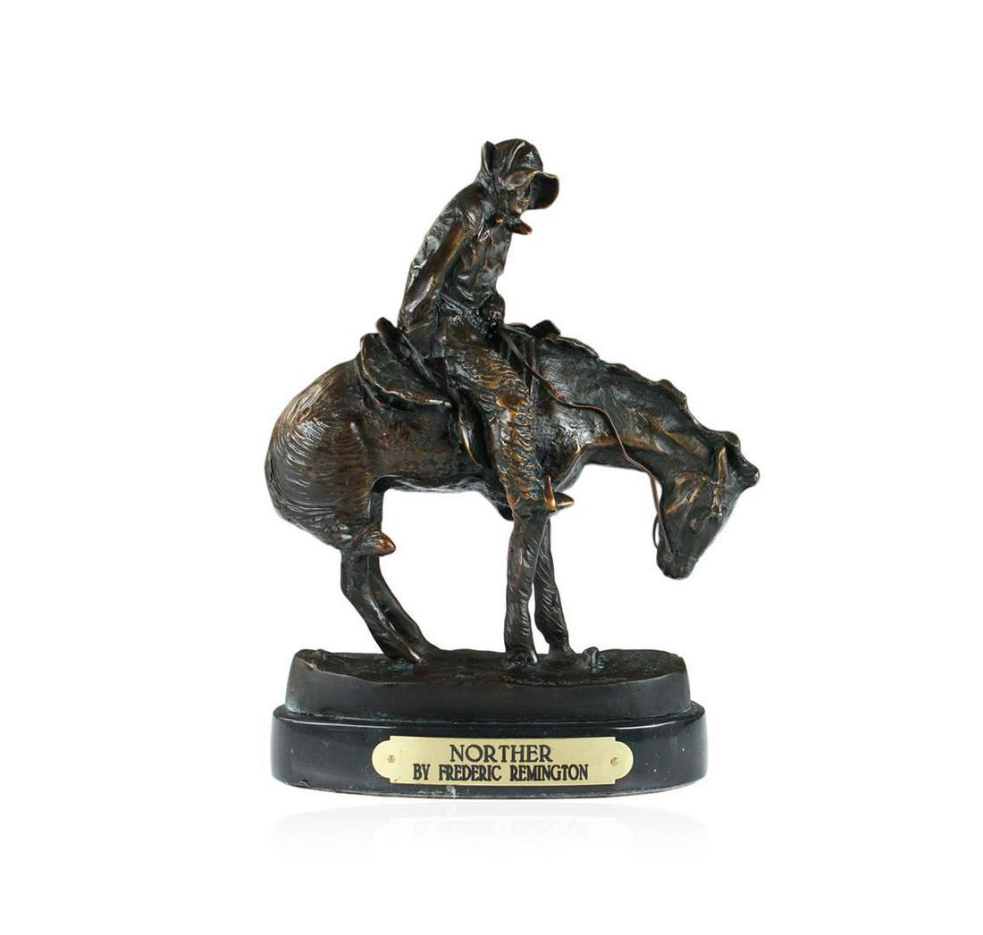 Norther Bronze Replica By Frederic Remington: One "Norther" Bronze Replica By Frederic Remington. 8 Inches tall.