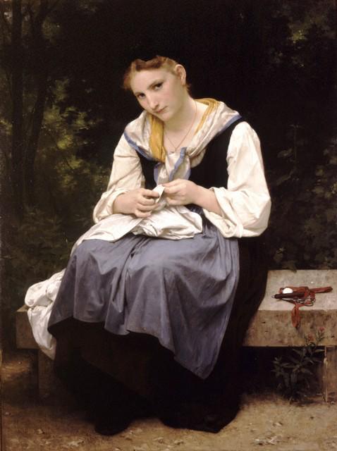William Bouguereau - Young Worker: Artist: William Bouguereau Title: Young Worker Medium: Fine Art Reproduction Giclee on Canvas Image Size: Approximately 32 inches x 24 inches Framed: Unframed on Unstretched Canvas Biography: "William