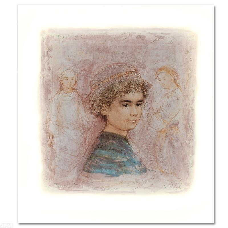 Matthew by Hibel (1917-2014): Wild lines and muted colors make Edna Hibel's art stand out in any room. "Matthew" is a limited edition lithograph on paper, numbered and hand signed by Hibel. Includes Certificate of Authenticity! Me