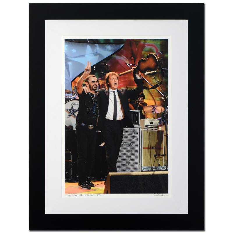 Ringo Starr & Paul McCartney by Shanahan, Rob: "Ringo Starr & Paul McCartney" is a limited edition giclee on paper, numbered and hand signed by acclaimed music industry photographer Rob Shanahan. This piece comes custom framed. Includes Certificat