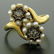 18k Gold Rose Diamonds Seed Pearl Enamel Bypass Ring - 2
