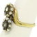 18k Gold Rose Diamonds Seed Pearl Enamel Bypass Ring - 6
