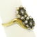 18k Gold Rose Diamonds Seed Pearl Enamel Bypass Ring - 7