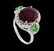 5.91 ctw Ruby, Tsavorite, and Diamond Ring - 14KT White - 4