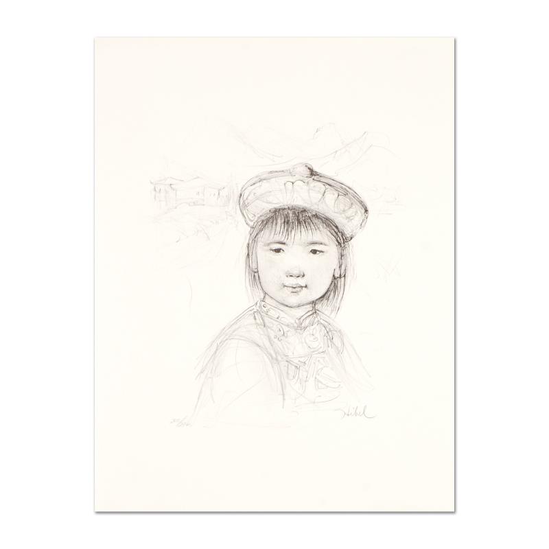 Chu Lu by Hibel (1917-2014): "Chu Lu" is a limited edition lithograph on paper with remarque by Edna Hibel (1917-2014), numbered and hand signed by the artist. Includes Certificate of Authenticity. Measures approx. 12" x 16" (bor