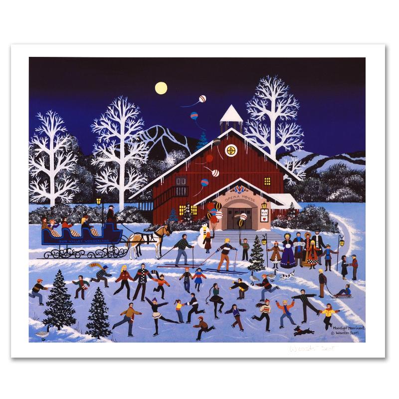 Moonlight Merriment by Wooster Scott, Jane: Cozy, down-home images of a bygone era when life was simpler - this is the feeling captured in the creations of one of the world's most recognized artists. "Moonlight Merriment" is a limited edition l