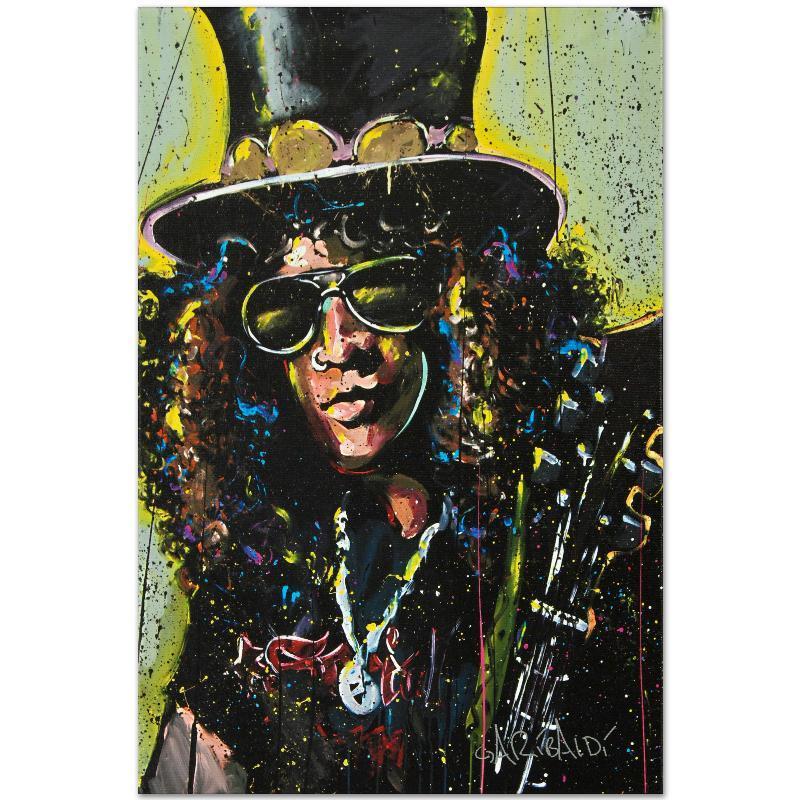 Slash by Garibaldi, David: Combining his passions for music and art, David Garibaldi creates stunning visual poetry. "Slash" is a limited edition giclee on stretched canvas, numbered from the miniature series and bearing the ar