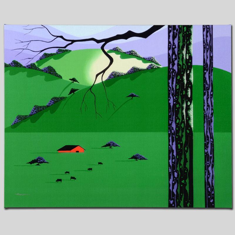 Cows Come Home by Holt, Larissa: Larissa Holt, a student of distinguished artist Eyvind Earle(1916-2000), uses bold colors and breathtaking scenery to create images of Nature in her own unique style. "Cows Come Home" is a limited edi