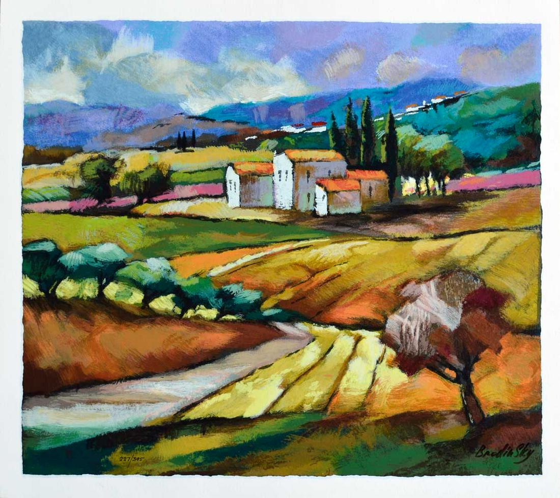 Slava Brodinsky Tuscany Region: Artist: Slava Brodinsky - Title: Tuscany Region - Medium: Serigraph on Fine Art Paper - Signature: Hand-signed by the Artist - Limited Edition: 395 - Image Size: Approximately 19 inches x 22 inches -