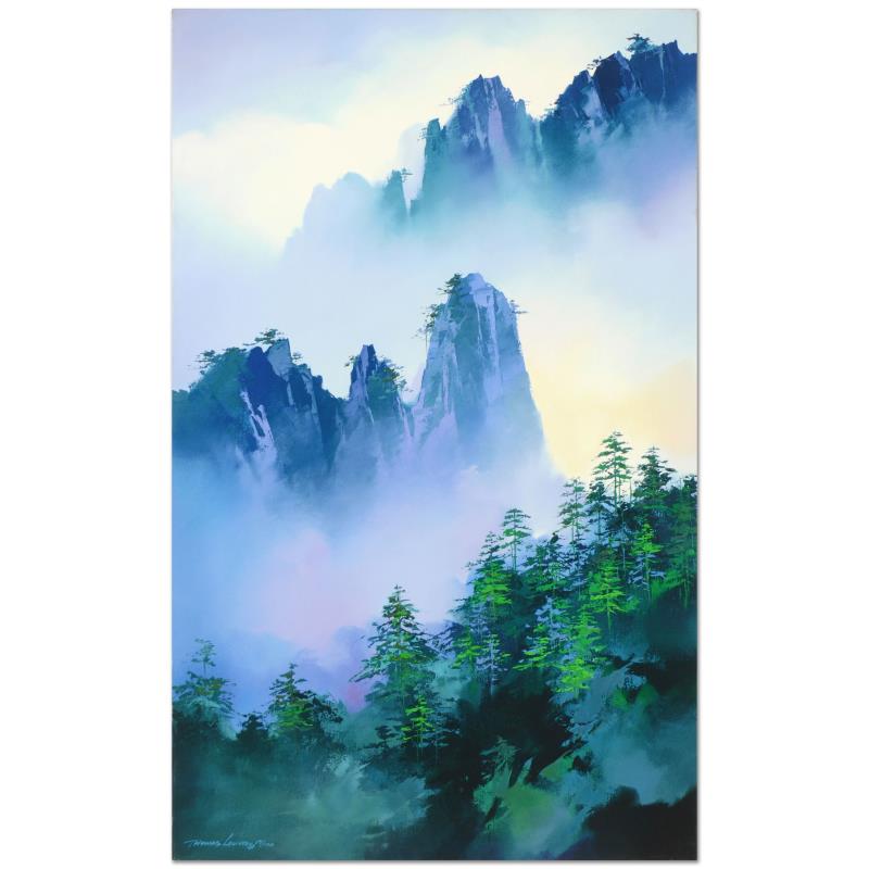 Misty Mountain Passage by Leung, Thomas: "Misty Mountain Passage" is a hand embellished limited edition giclee on stretched canvas by Thomas Leung, numbered and hand signed by the artist. Includes Letter of Authenticity. Measures approx. 24"