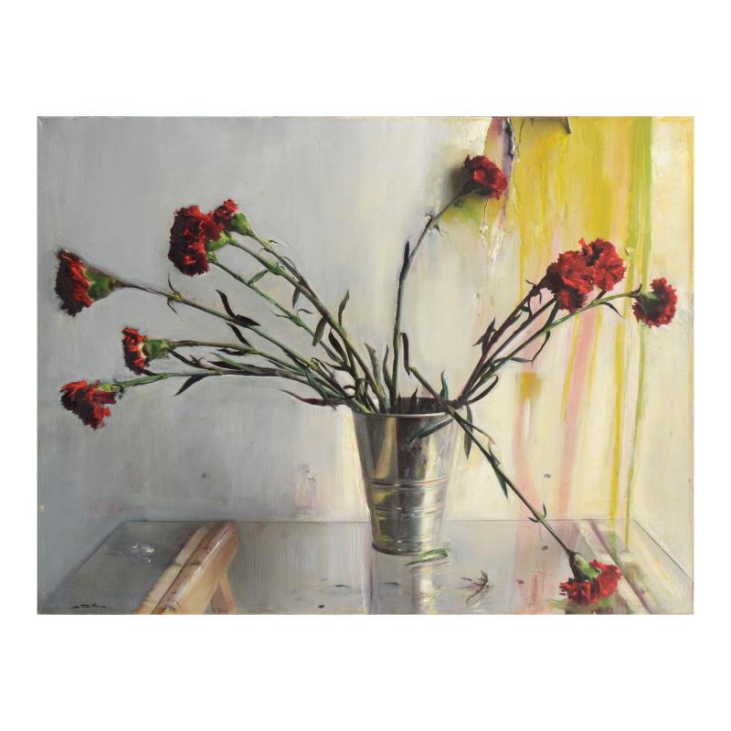 Roses by Donatelli Original: "Roses" is an original oil painting on canvas, and hand signed by Roberto Donatelli. Includes Certificate of Authenticity. Measures approx. 31.5" x 23.5" (image).