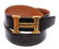 Hermes Black Brown Reversible Leather Belt Gold Plated