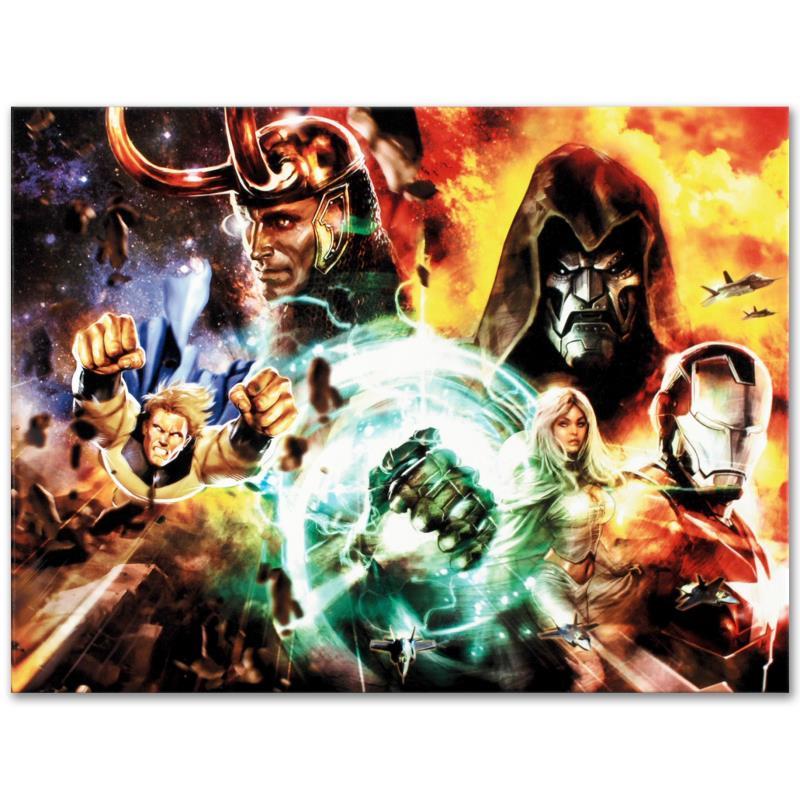What If? #200 by Marvel Comics: A piece of comic book history, this limited edition, from original art by Dave Wilkins, depicts Emma Frost, Dr. Doom, Iron Patriot, Sentry and Loki. Dave Wilkins' first encounter with fantasy art was 