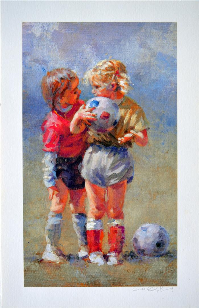 Lucelle Raad Adorable Sweet Talk: Artist: Lucelle Raad (b. 1942) - Title: Sweet Talk - Medium: Offset Lithograph on Paper - Signature: Hand-signed by the Artist - Image Size: Approximately 12 Inches x 7 inches - Paper Size: Approximat