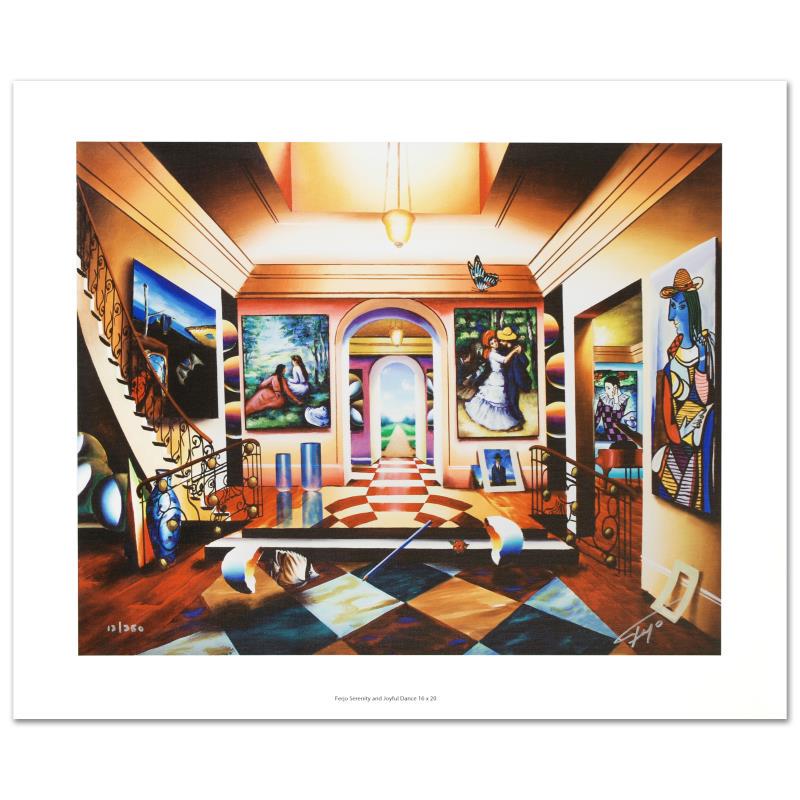 Serenity and Joyful Dance by Ferjo: "Serenity and Joyful Dance" is a limited edition giclee on canvas, numbered and hand signed by Ferjo. Includes Certificate of Authenticity! Measures approx. 20" x 16" (image).